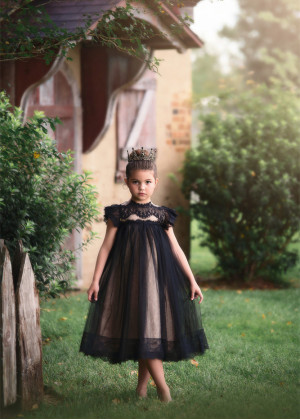 Black Lace Flower Girl Dress Halloween Dress